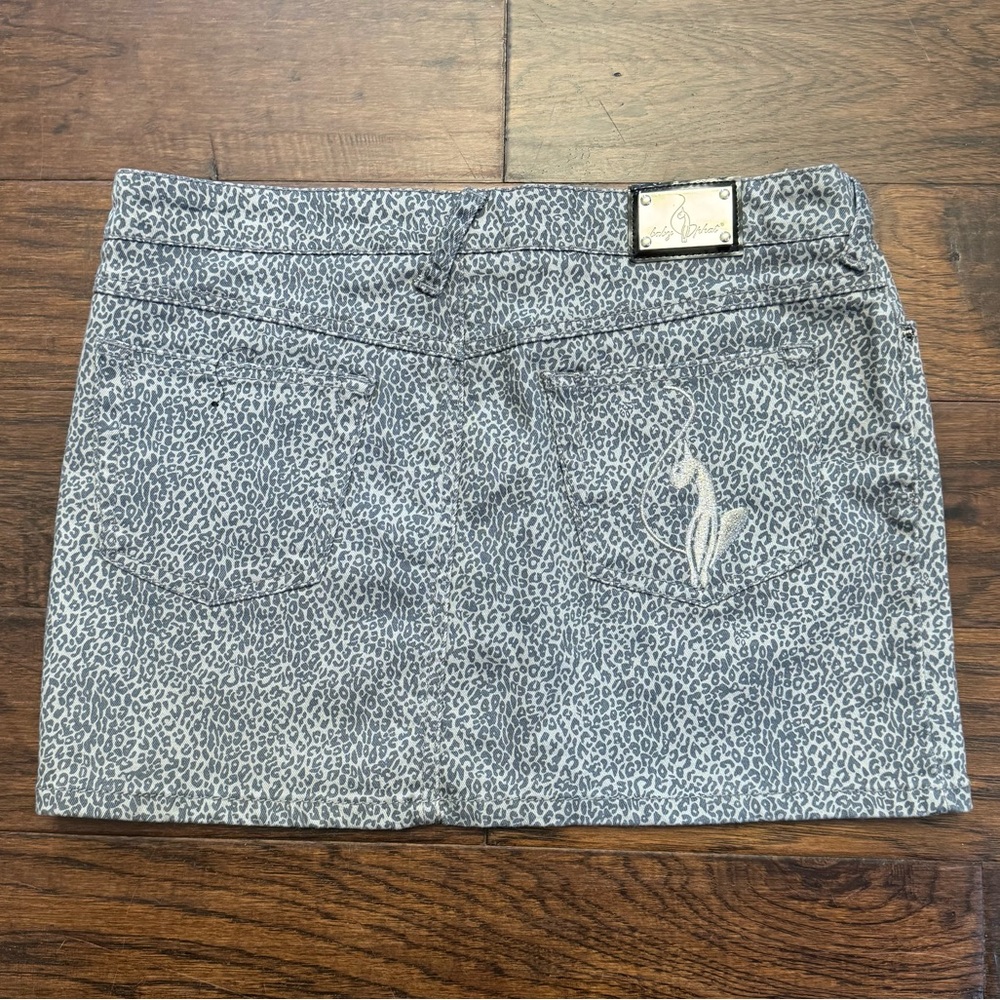 Baby Phat Gray Leopard Print Mini Skirt